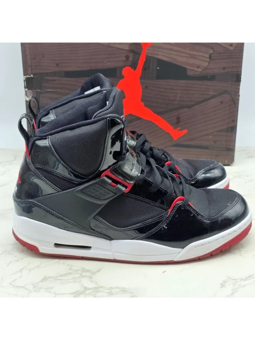 Nike Air Jordan Flight 45 High Bred Mens Size 13 Black Varsity Red White Sneaker